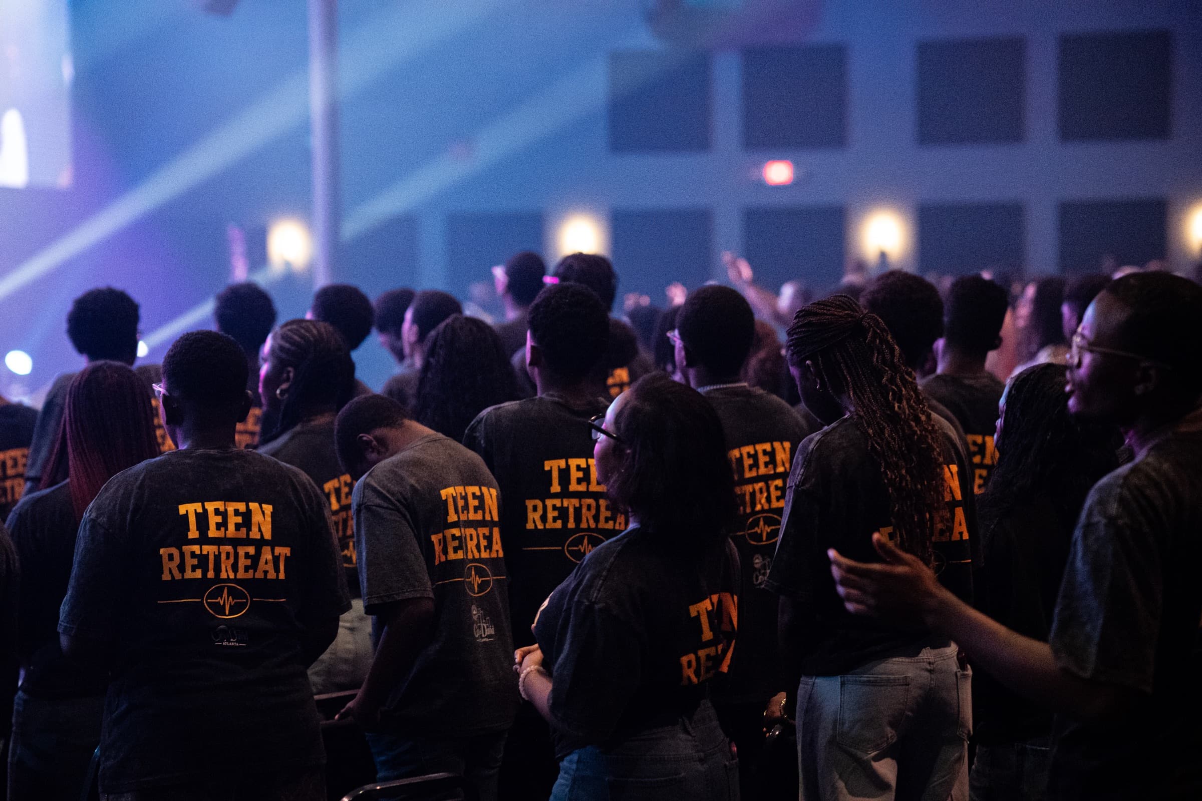 Teens worshipping together at the City of David teen retreat